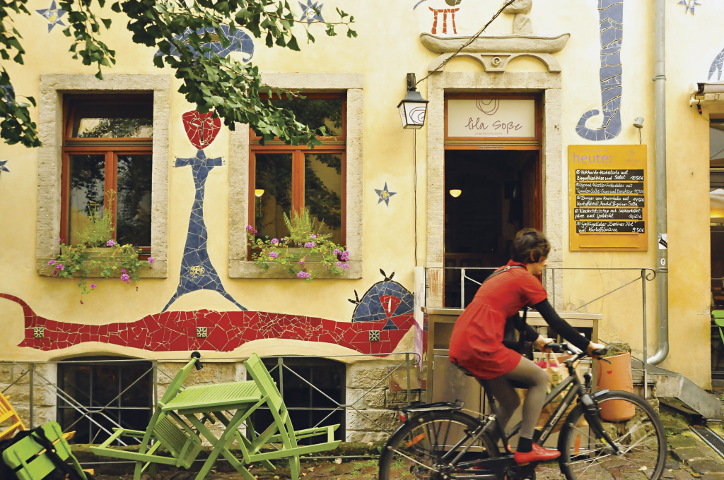 Fachada do restaurante Lila Soße, Dresden, Alemanha