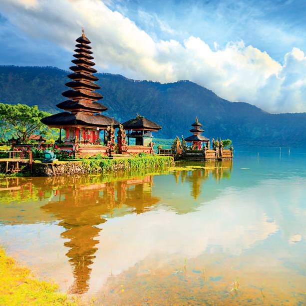 O templo Pura Ulun danu Bratan, em Bali