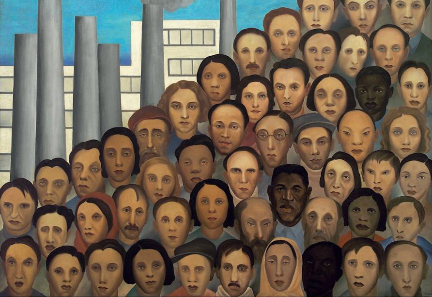 Quadro Operários (1933), de Tarsila do Amaral, exposta no Palácio dos Bandeirantes