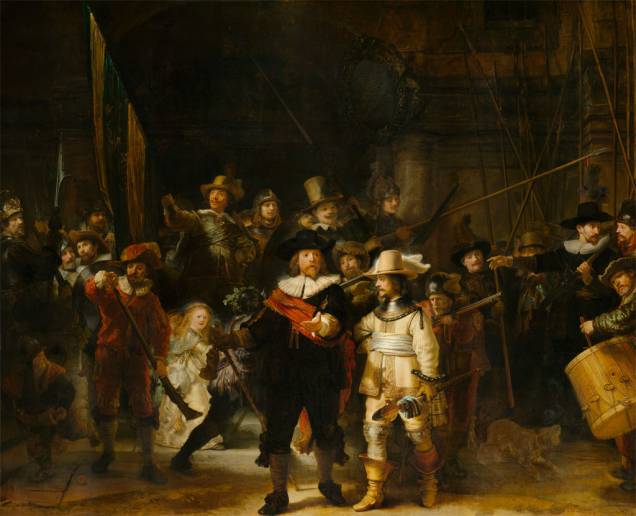 A Ronda Noturna, Rembrandt van Rijn, 1642, a principal peça exposta no Rijksmuseum A Ronda Noturna, Rembrandt van Rijn, 1642, a principal peça exposta no Rijksmuseum