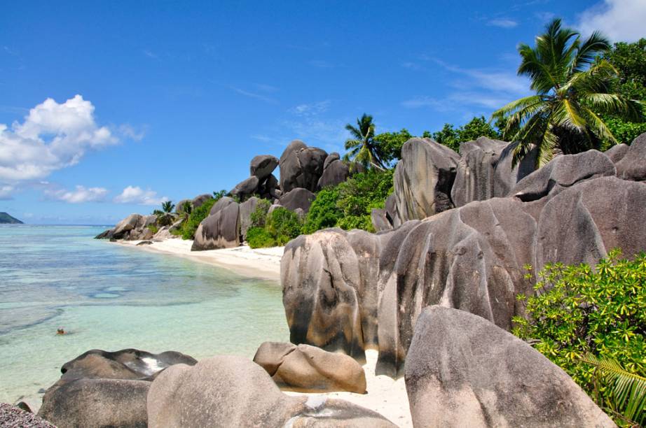 Anse Source dArgent, na ilha La Digue, em Seychelles Anse Source dArgent, na ilha La Digue, em Seychelles