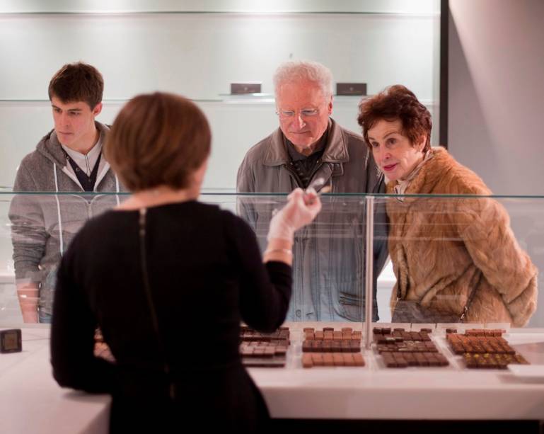 A loja conceito Un Dimanche a Paris oferece uma miríade de produtos, todos a base de chocolate