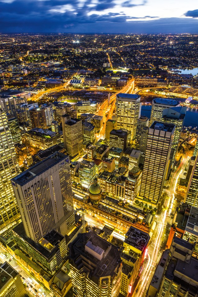 Vista noturna de Sydney