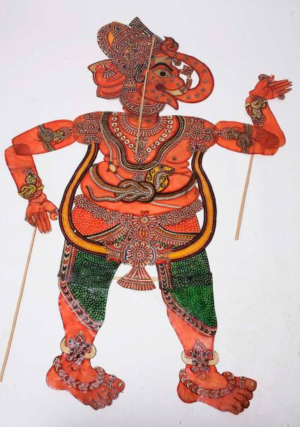 Boneco de sombra que representa a divindade hinduísta Ganesh Boneco de sombra que representa a divindade hinduísta Ganesh