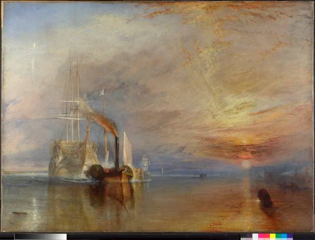 <em>The Fighting Temeraire tugged to her last berth to be broken up (O Fighting Temeraire sendo rebocado para ser desmontado)</em>, the JMW Turner, é considerado por muitos a obra mais querida do acervo da National Gallery de Londres <em>The Fighting Temeraire tugged to her last berth to be broken up (O Fighting Temeraire sendo rebocado para ser desmontado)</em>, the JMW Turner, é considerado por muitos a obra mais querida do acervo da National Gallery de Londres