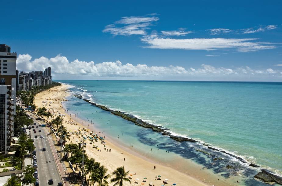 Maré baixa na Praia de Boa Viagem, em Recife