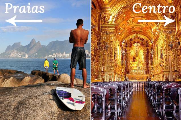 Clique na seta para a direita para ver o roteiro pelo Centro do Rio de Janeiro, ou clique na seta para a esquerda para pegar as dicas de um roteiro pelas praias da Cidade Maravilhosa Clique na seta para a direita para ver o roteiro pelo Centro do Rio de Janeiro, ou clique na seta para a esquerda para pegar as dicas de um roteiro pelas praias da Cidade Maravilhosa