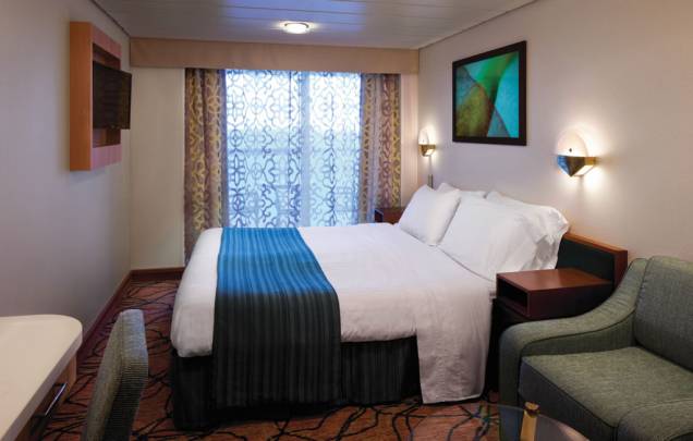 Cabine para casal é uma das opções de acomodação no navio Cabine para casal é uma das opções de acomodação no navio