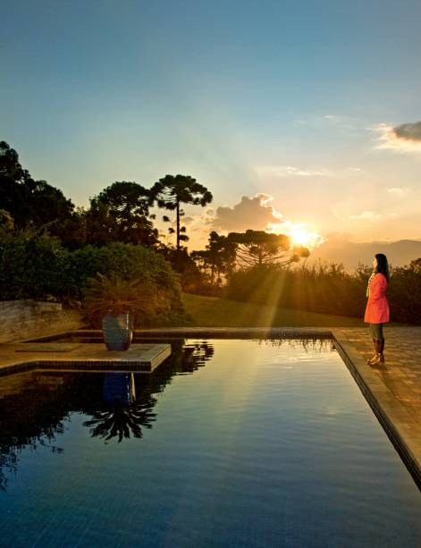 A piscina da Pousada do Cedro, em Santo Antônio do Pinhal