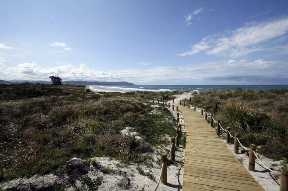 Não há lei que proíba o naturismo em praias na <a href="https://viajeaqui.abril.com.br/paises/nova-zelandia" target="_blank">Nova Zelândia</a>, mas, claro, convém ter bom senso. Os 9 quilômetros da Waihi Beach têm areia branquinha e mar seguro para <strong>surfe</strong>. Como é uma praia popular, os nudistas preferem manter distância da entrada, no primeiro estacionamento próximo a residências, e caminhar para o norte da orla