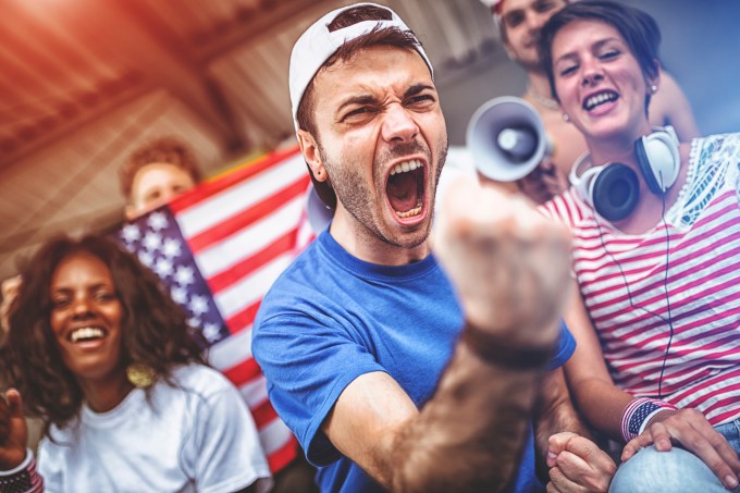 american supporter at the soccer stadium