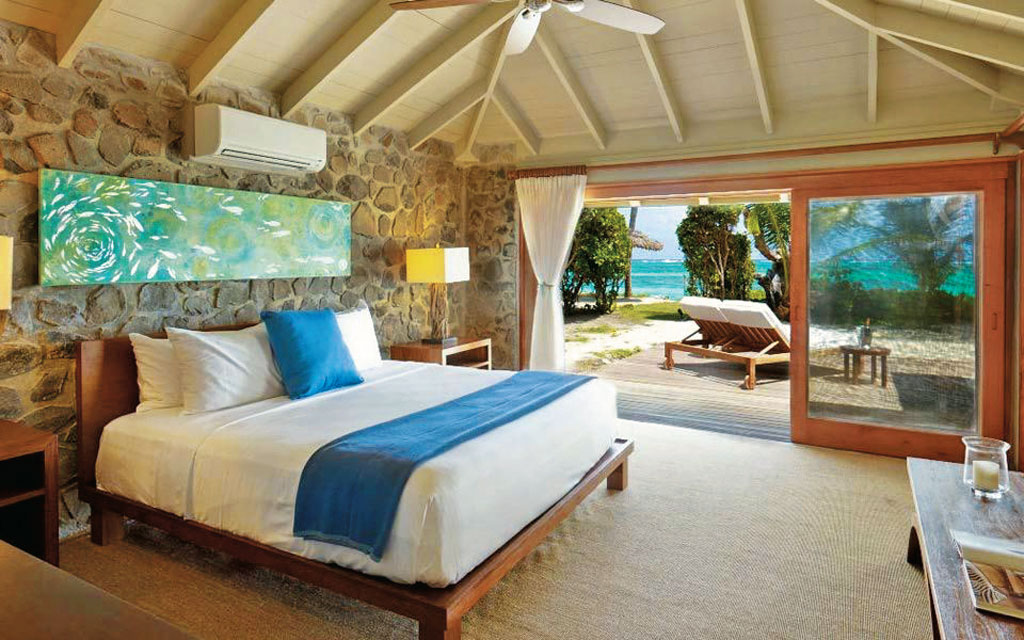 Quarto do Hotel Petit St.-Vicent, no arquip&eacute;lago de Saint Vicent e Grenadines, no Caribe