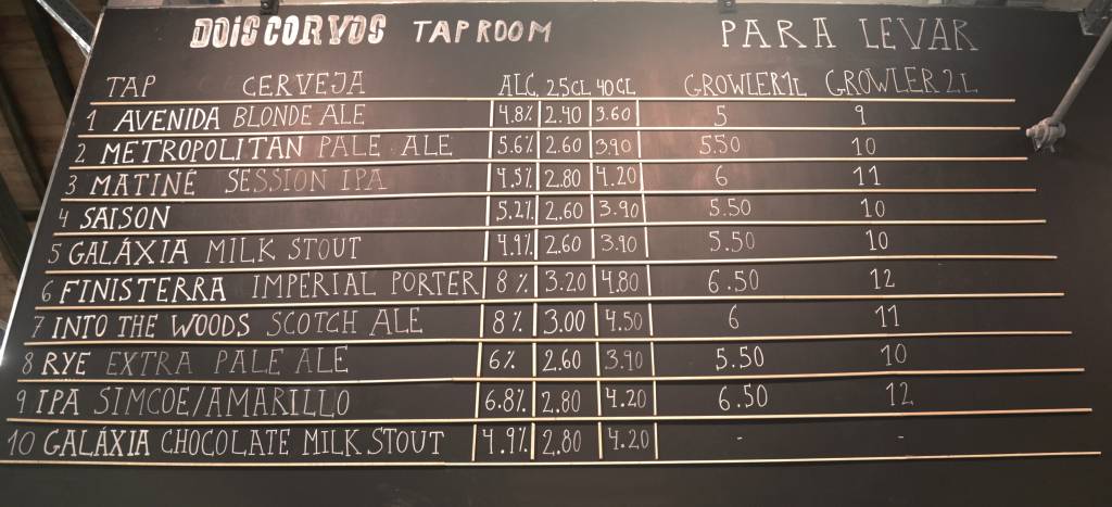 Quadro do tap room da Dois Corvos, em Marvila: direto da fábrica