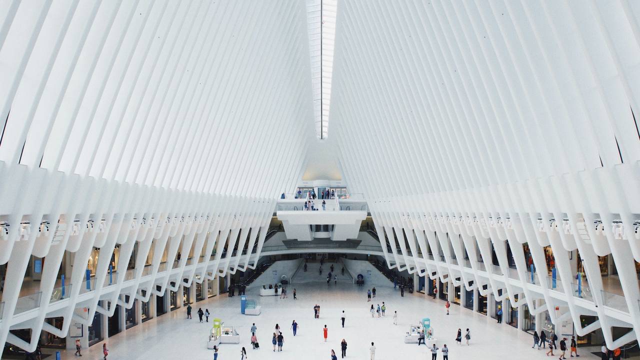Arquitetura do interior do Westfield World Trade Center em Nova York