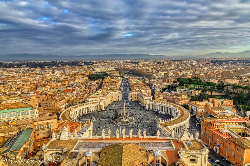 Praça de São Pedro, Vaticano, Roma, Itália Vista aérea da Piazza di San Pietro
