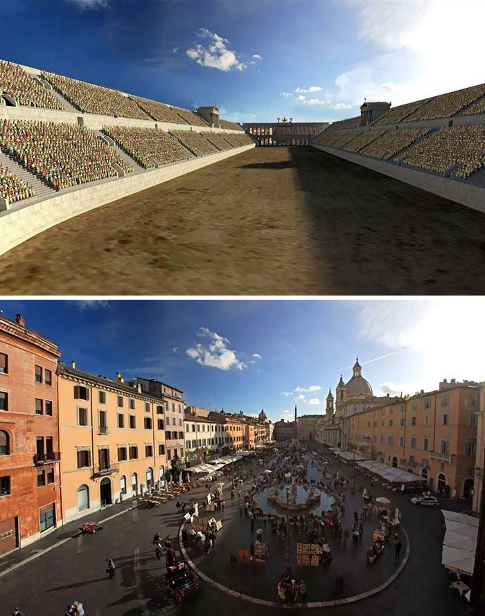 Reconstrução por imagem da Piazza Navona, Roma Reconstrução por imagem da Piazza Navona, Roma