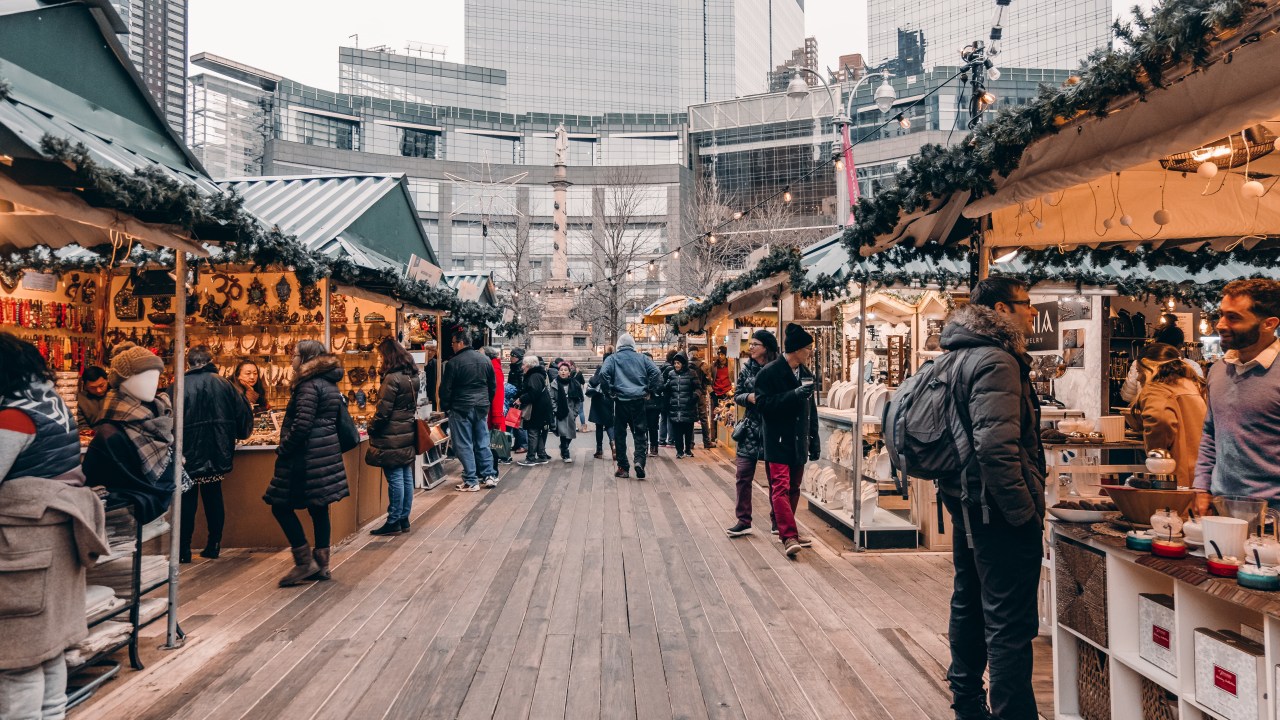 Mercado de Natal, Columbus Circle, Central Park, Nova York, Estados Unidos