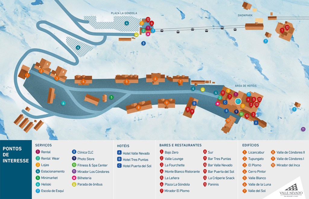 Mapa, Valle Nevado, Chile