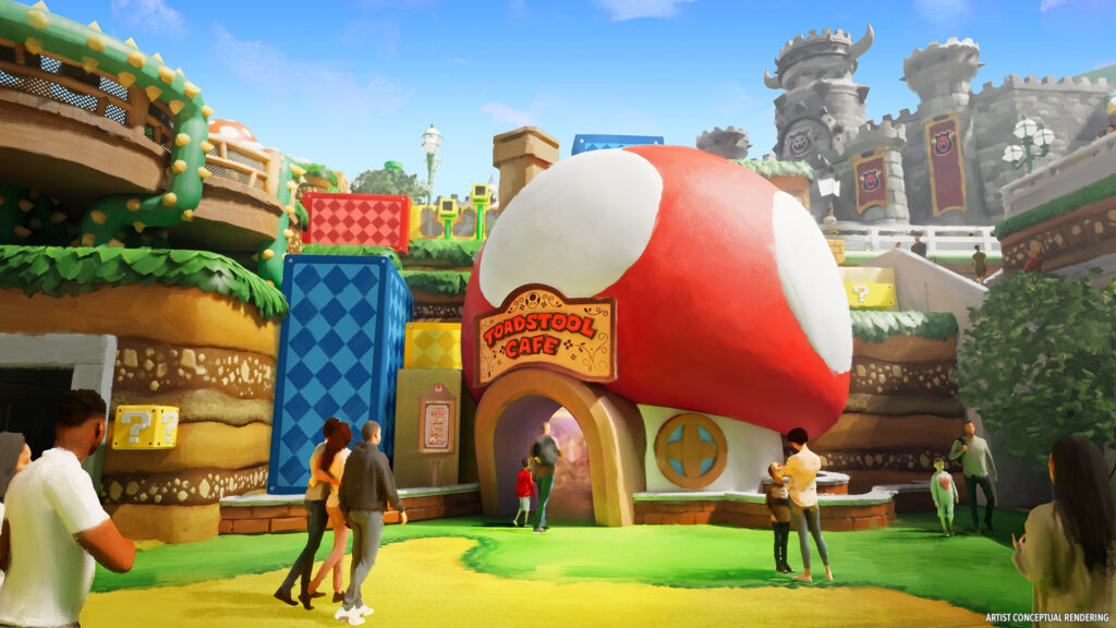 Toadstool Cafe, Super Nintendo World, Universal Epic Universe, Orlando, Flórida, Estados Unidos Toadstool Cafe, Super Nintendo World, Universal Epic Universe, Orlando, Flórida, Estados Unidos