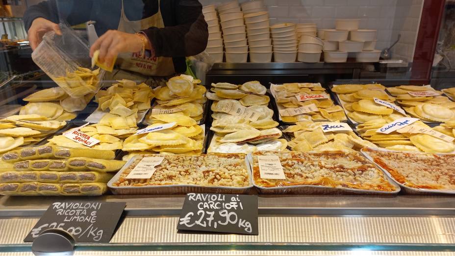 Ouro em formato de ravioli no Mercado Testaccio