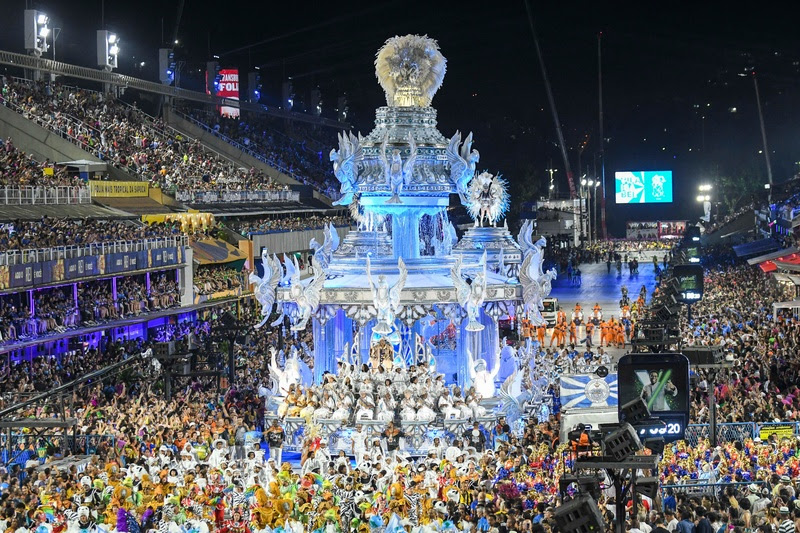 Rio, Brazil - february 12, 2024: Parades of the samba schools Vila Isabel of the special group, during the carnival in the city of Rio de Janeiro in Sapucai street