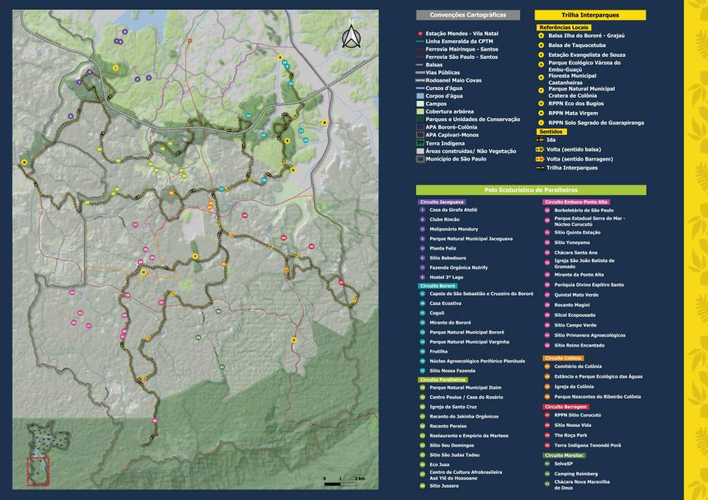 Mapa Trilha Interparques, São Paulo