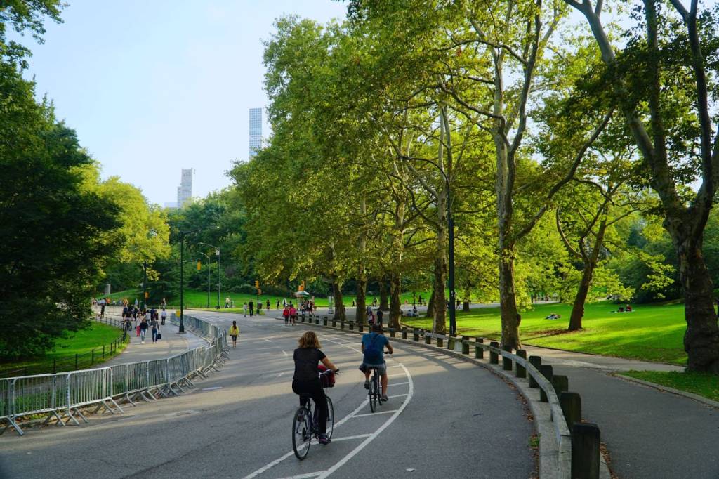 Central Park passeio de bicicleta Cenário clássico de Manhattan, o Central Park combina natureza e paisagens urbanas